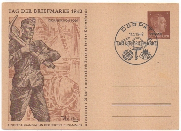 4 Propagandakarten Ostland Tag der Briefmarke 1942.